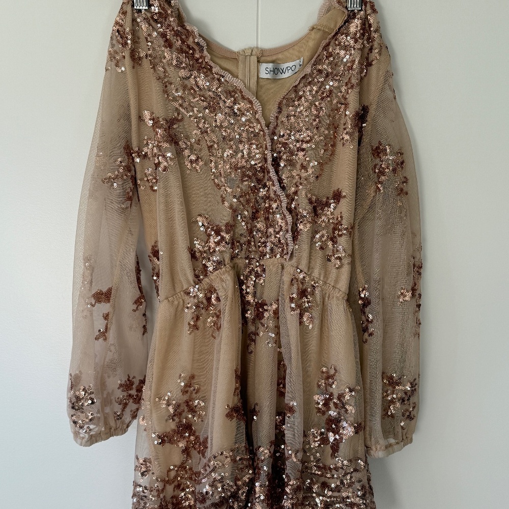 Tan Sequin Showpo Romper